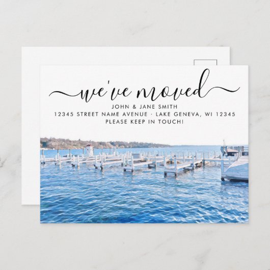 Genfer See Wisconsin Ankündigung Verlegung Postkar (Vorne/Hinten)