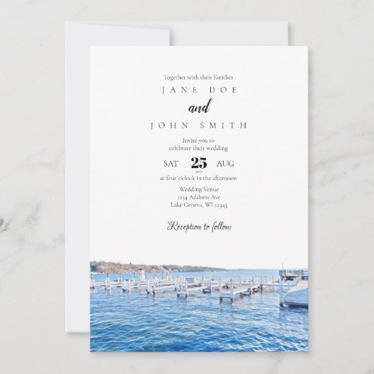 Genfer See Wisconsin Einladung zur Hochzeit (Vorderseite)