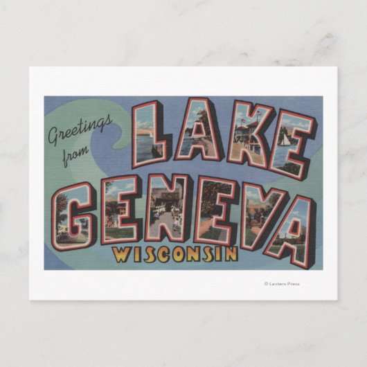 Genfer See, Wisconsin - Große Briefmarkenszenen Postkarte (Vorderseite)