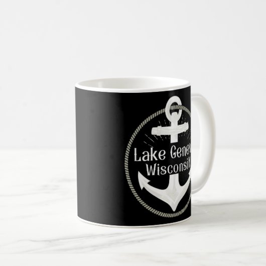 Genfer See Wisconsin Nautical Anchor Kaffeetasse (VorderseiteRechts)