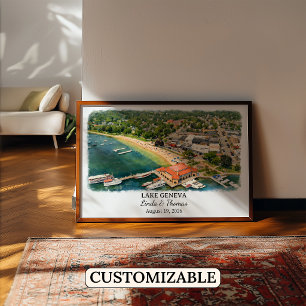 Genfer See Wisconsin Poster, Aquarell, Maßgeschnei Poster