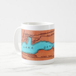 Genfer See Wisconsin Vintage Karte Kaffeetasse