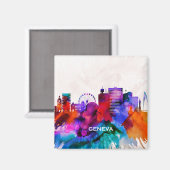 Genfer Skyline Magnet (Vorderseite/Rückseite)