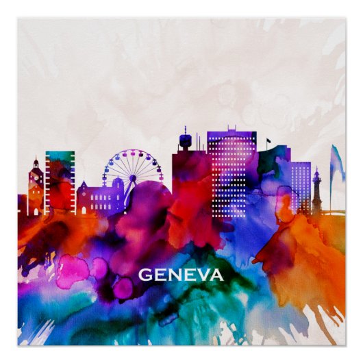 Genfer Skyline Poster (Vorderseite)