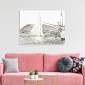 Genfer Springbrunnen und Bow des Vergnügens Boat 2 Leinwanddruck (Insitu (Wohnzimmer))