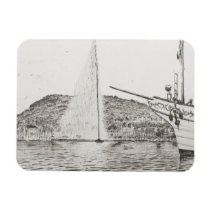 Genfer Springbrunnen und Bow des Vergnügens Boat 2 Magnet