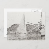 Genfer Springbrunnen und Bow des Vergnügens Boat 2 Postkarte (Vorne/Hinten)