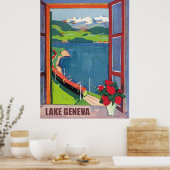Genfersee, Bahn, Aussicht vom Fenster Poster (Küche)