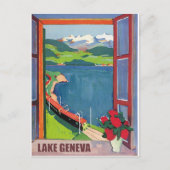 Genfersee, Bahn, Aussicht vom Fenster Postkarte (Vorderseite)