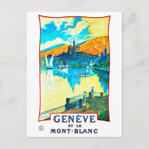 Genfersee mit Blick auf den Mont Blanc Postkarte