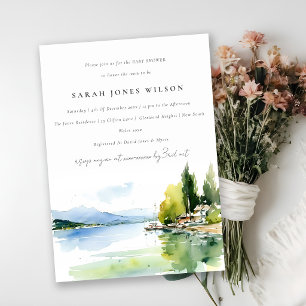 Genfersee Schweiz Aquarell Baby Shower Einladung