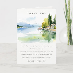 Genfersee Schweiz Aquarell Landschaft Hochzeit Dankeskarte