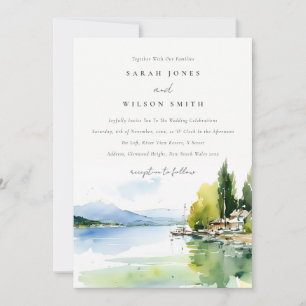 Genfersee Schweiz Aquarell Landschaft Hochzeit Einladung