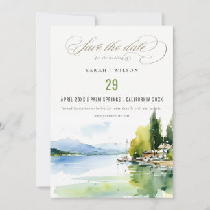 Genfersee Schweiz Aquarell-Landschaft Hochzeit Save The Date