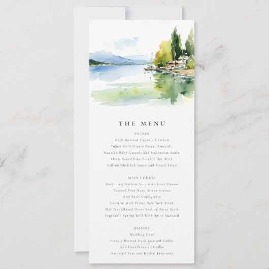 Genfersee Schweiz Landschaft Hochzeitsmenü  Einladung (Vorderseite)