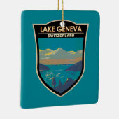Genfersee Schweiz Reisen Vintag Keramikornament (Rechts)