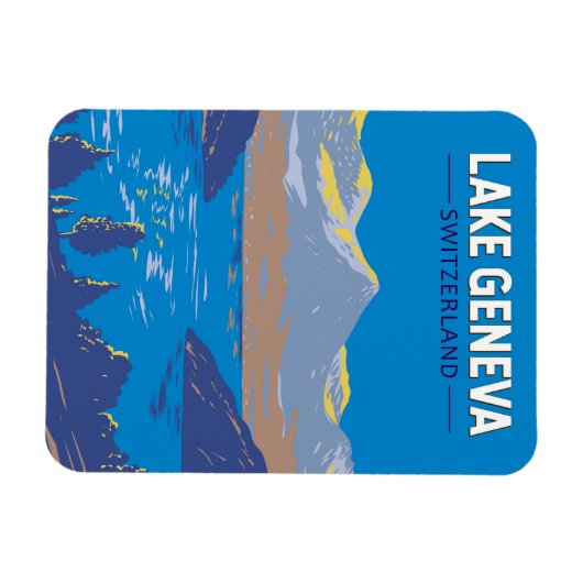 Genfersee Schweiz Reisen Vintag Magnet (Horizontal)