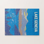 Genfersee Schweiz Reisen Vintag Puzzle (Horizontal)