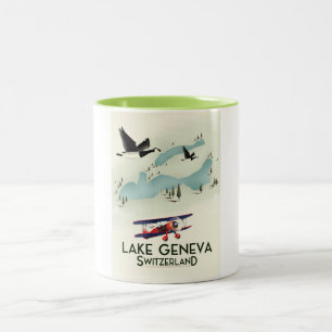 Genfersee Schweiz Reiseposter Zweifarbige Tasse