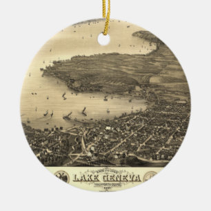 Genfersee Vintage Karte Keramikornament