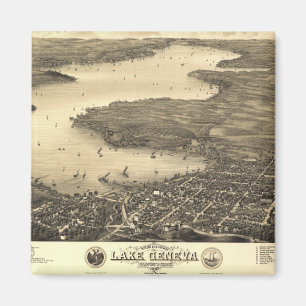 Genfersee Vintage Karte Magnet