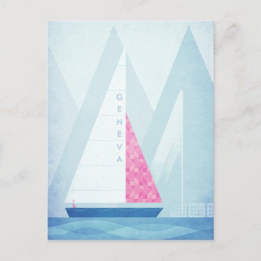 Genfersee Vintage Reisen Poster - Art Postkarte (Vorderseite)