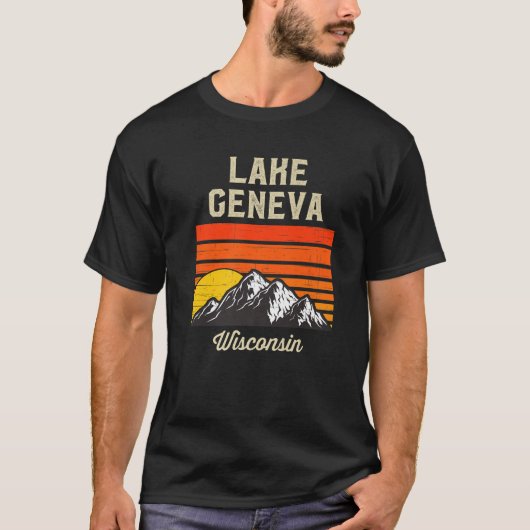 Genfersee Wisconsin Retro City Staat USA T-Shirt (Vorderseite)