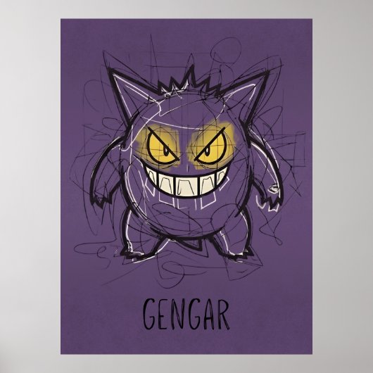 Gengar Chaotic Scribble Art - Gritty Ghost Shadow  Poster (Vorne)