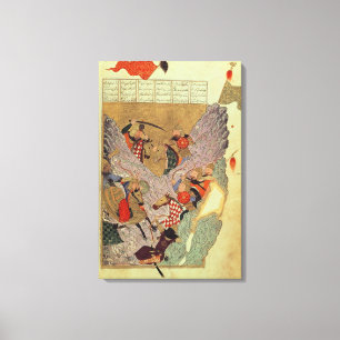 Genghis Khan (c.1162-1227) die Chinesen herein Leinwanddruck