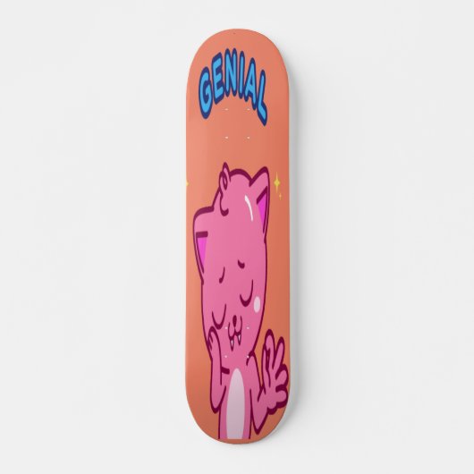 Genial - Niedlich rosa Katze Skateboard (Vorne)