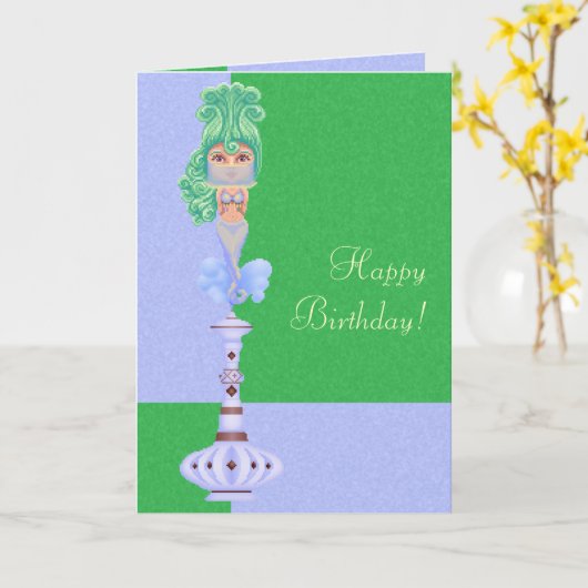 Genie auf einer Flasche Karte (Gelbe Blume)