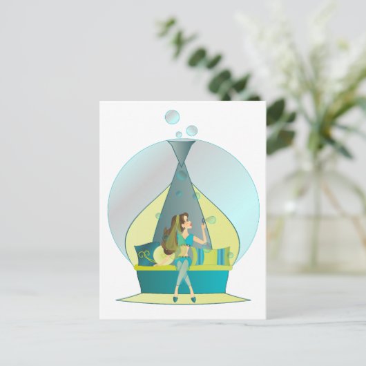 Genie Blows Postkarte (Stehend Vorderseite)