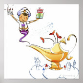 Genie bringt ein Haus und Geschenke aus einer magi Poster (Vorne)