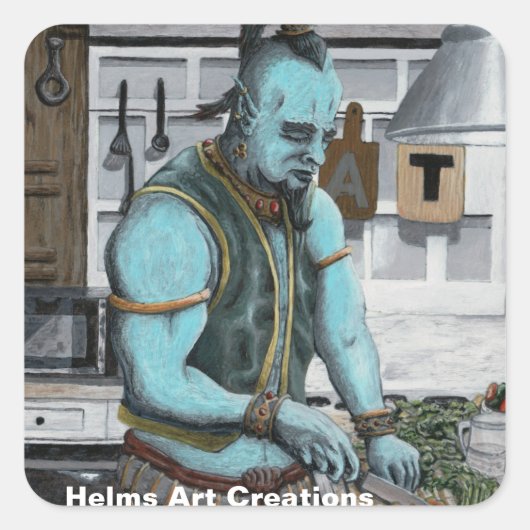 Genie Cooking Kitchen Magic Fantasy Art Stickers (Vorderseite)