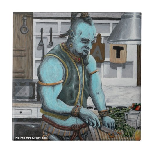 Genie Cooking Kitchen Magic Fantasy Keramik Tile Fliese (Vorderseite)