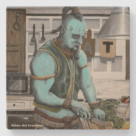Genie Cooking Kitchen Magic Graphic Stone Unterset Steinuntersetzer (Vorderseite)