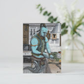 Genie Cooking Kitchenette Magie Fantasy Art Postka Postkarte (Stehend Vorderseite)