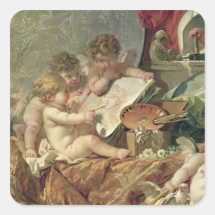 Genie, die Kunst lehren, 1761 Quadratischer Aufkleber