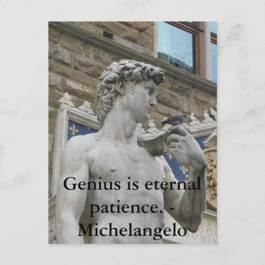Genie ist ewige Geduld. - Zitat von Michelangelo Postkarte (Vorderseite)