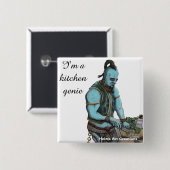 Genie Koch Cooking Dinner Fantasy Art Button (Vorne & Hinten)