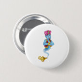 Genie Magic Lamp Aladdin Pantomime Cartoon Button (Vorne & Hinten)