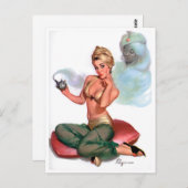 Genie Pin Up Postkarte (Vorne/Hinten)