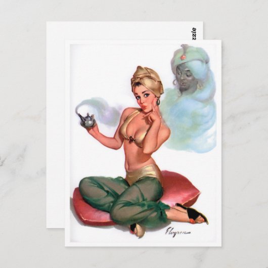 Genie Pin Up Postkarte (Vorne/Hinten)