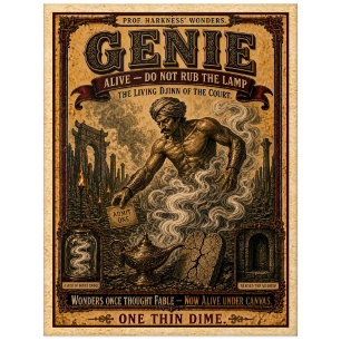 Genie, Vintage-Zirkus-Monster Postkarte
