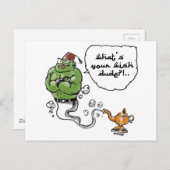 Genie von_der Lampe mit arabischem Text Postkarte (Vorne/Hinten)