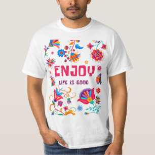 Genieße das Leben ist gut Positive Vibes Typografi T-Shirt