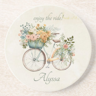 Genieße die Fahrt Fahrrad Vintage Boho Aquarell Getränkeuntersetzer