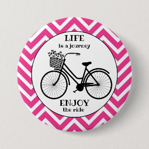 Genieße die Fahrt Fahrrad Vintage Chevron Zitat Button