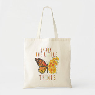 Genieße die kleinen Dinge Schmetterling & Florale  Tragetasche