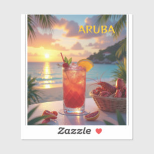 Genießen des Sonnenuntergangs in Aruba Aufkleber